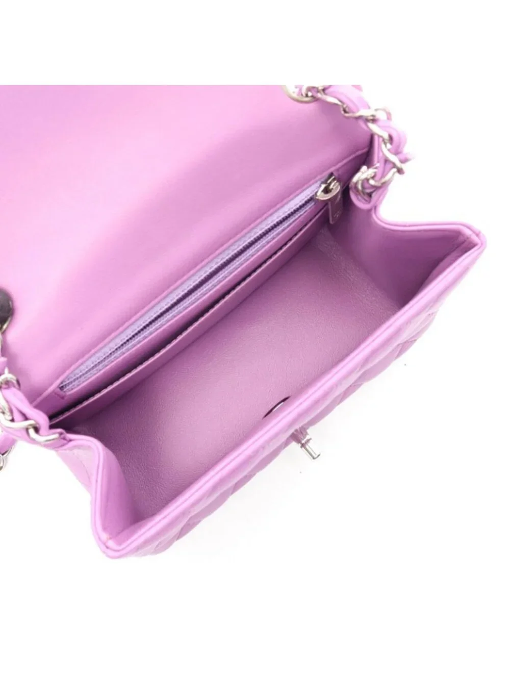 Chanel Shoulder Bag Mini Quilted Purple Lambskin Chain